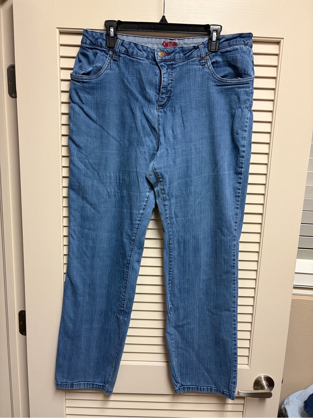 Smiths Jeans Womens 18 (34x31.5) Blue Stretch Straight Leg Western Embroidered